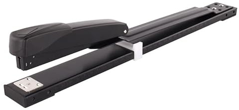 JIUJ Engrapadora de alta resistencia, brazo largo, profesional, 50 hojas de capacidad, suministros de oficina de metal, color negro