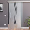 Schiebetürsystem ESG Dekor Satiniert mit klare Dekor M2-Alu mit 30mm Wandabstand (900 x 2050 mm, Soft-Stop Slimline Alu-Schinensystem mit Griffstange 420mm rund)