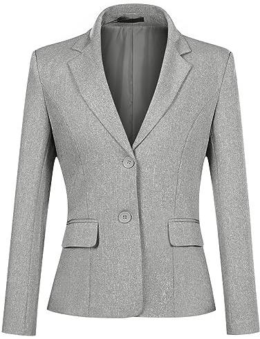 YYNUDA Blazer - Chaqueta de Verano para Mujer, Corte Ajustado, Elegante, para Oficina（Gris M）