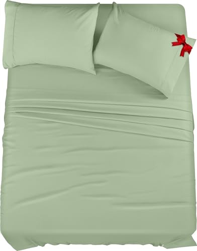 Utopia Bedding Juego de sábanas de 4 Piezas, Microfibra cepillada, Resistente al Encogimiento y a la decoloración, fácil Cuidado (King, Salvia)