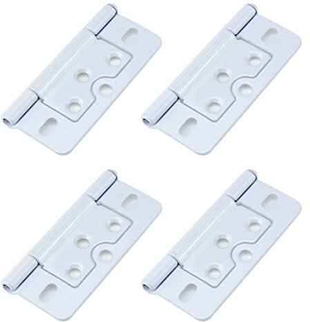 Wealrit 4 pcs White Non-Mortise Hinges Metal Door Hinges Heavy Duty Hinges with Screws