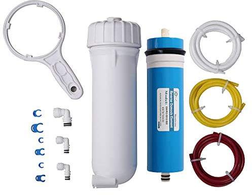 HUINING 3012-500GPD Kit de carcasa de membrana de ósmosis inversa con conector rápido 3/8 1/4, tubo de agua, llave inglesa, juego completo compatible con sistema de filtración