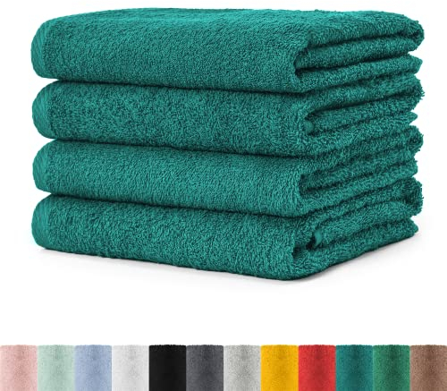 BaSaTex - Handtuch Set für Haushalt & Gäste 4er Pack - Frottee-Handtücher mit Aufhängeschlaufe aus weicher Baumwolle in 50x100cm - Waschtücher für Bad Öko-Tex Standard 100 Zertifiziert - Lagune