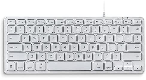 Perixx PERIBOARD-332MW Mac OS X Mini-Tastatur mit Hintergrundbeleuchtung, schmal, mit großer Quelle, weiße LED, QWERTY-Layout USA/US Englisch……