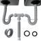 VIVIDA Flexibles Abflussrohr für Waschbecken, 3,8 cm für Doppelwaschbecken, 27,9 cm - 80 cm, erweiterbar, flexibel, P-Falle, Doppelbecken-Ablauf-Set für Küche, Badezimmer, 3,8 cm Adapter enthalten,