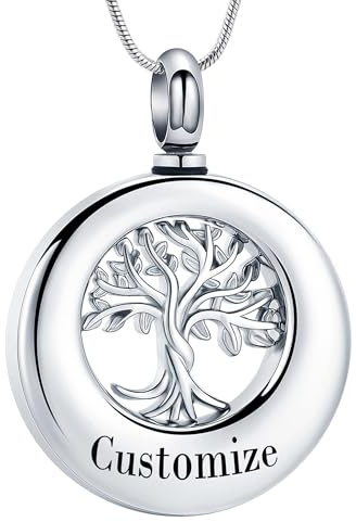 VCCWYQK Collar de urna para cenizas para mujeres hombres círculo árbol de la vida eternidad conmemorativo colgante ceniza cremación joyería