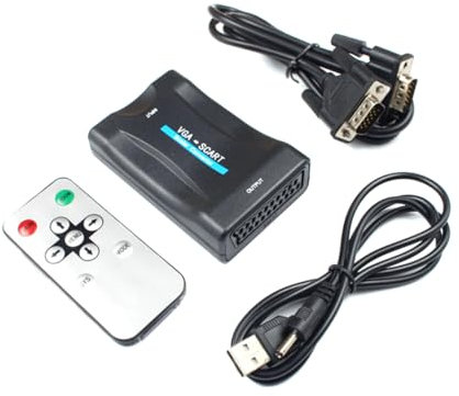 Hemobllo Adaptador Vga Scart Convertidor De Video Ligero y Compacto Compatible con Sistemas Ntsc PAL para TV Smart Fácil De Usar Plug and Play para Ordenadores y Monitores