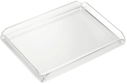 Vassoio da portata trasparente con manici, 32,5 cm x 23,5 cm, decorativo, ideale per colazione, tè, caffè, cibo, bevande e organizer da tavolo, confezione da 1