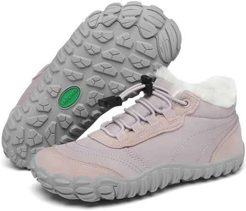 SAGUARO Barefoot Botas de Invierno Niño Niña Botas de Nieve Cómodas Lígeras Botines Niños Antideslizante Zapatos de Invierno con Forrados Caliente, Will Ⅰ, Rosa, 35 EU