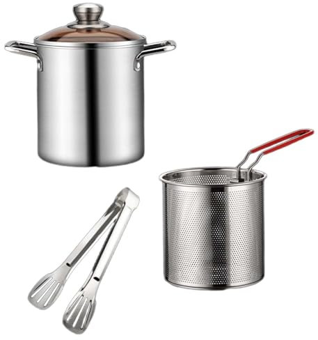 FytStycale Petite Friteuse En Acier Inoxydable, Mini Friteuse à Profonde, Mini Friteuse pour, avec pince