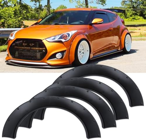 DEERMOTO Universal Fender Flares 4PCS Car Large Fender Wide Body Kit Flexible Wheel Arches Edge Protector PP Material,Dodge Challenger Mustang Car,JDM MODERN(84cm-Wide body)
