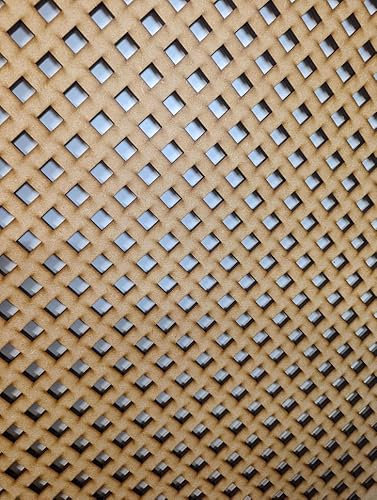 Wooden mesh Decorative Panel, Wall partition, Radiator Cover Grille, Cut-Outs, Kitchen Furniture, Laser Cut in 3mm Thick MDF (Size 1200mm x 620mm) Diamond D7. Made in The UK. (unprimed)
