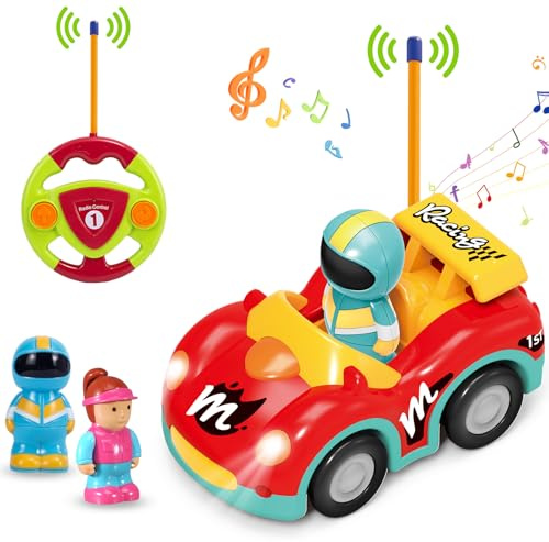 Pup Go småbarn RC tecknad racerbil med musik och ljus, 2 utbytbara dockor | den första fjärrstyrda bilen för pojkar och flickor, 18 månader+, perfekt födelsedag