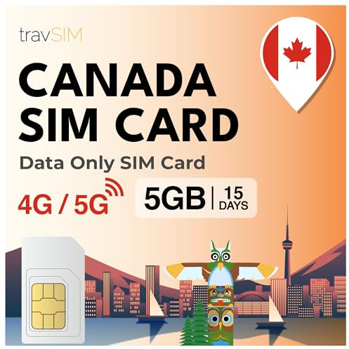 travSIM Canadá Tarjeta SIM | 6GB de Datos con velocidades 4G/5G | Utilice su Tarjeta SIM en CA y EE.UU. | Plan de la Tarjeta SIM Canadá es válido por 7 días