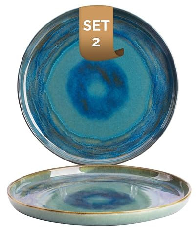 palmer Miami Geschirrset 6 Personen, modernes Tafelservice 24-teilig, Kombiservice Steingut, Spülmaschinen-, Ofen- & Mikrowellenfest (Große Teller (2x))