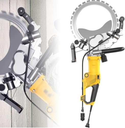 PRMTYUP Sega per Calcestruzzo, Scanalatrice Elettrica per Muri, Taglio da 290 Mm con Lama Diamantata, per Tagliare Calcestruzzo, Pietra, Mattoni, Piastrelle,Giallo