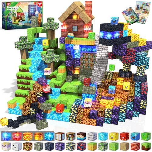 Magneverse Magnetiska Byggklossar 150 delar - Skog & Dinosaurier - Montessori-leksaker för pojkar & tjejer 3–9 år - Kreativa Gåva