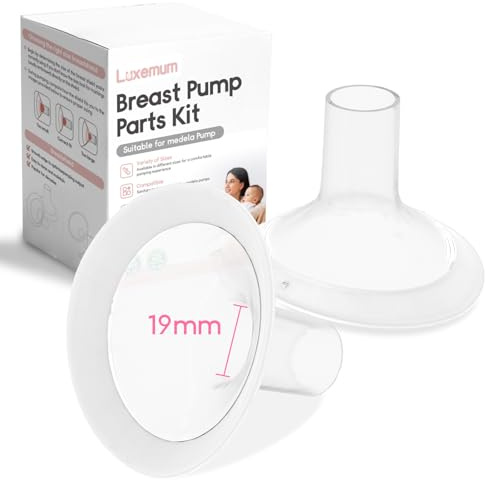 19mm Flange Inserts for Medela Breast Pump, 2pcs Medela Nipple Shields Compatible with Pump in Style, Symphony, Freestyle, Sonata, Maxflow, Lansinoh Signature Pro, Hand Pumpt Parts for Breastfeeding