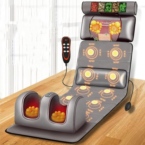 Colchoneta de masaje de cuerpo completo, portátil, plegable, para cuello, hombros, cintura, espalda, piernas, pies, 5 en 1, multifuncional, cojín de masaje de cobertura completa