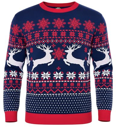 Litherday Maglione Natalizio Uomo Maglia di Natale Divertente Ugly Christmas Sweater Pullover Uomo Invernale Renna