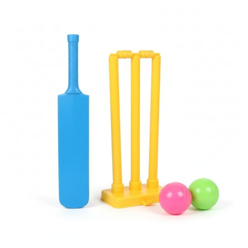 Kids Cricket Set Plastic – Complete Cricket Bat and Ball Set for Kids | Outdoor & Indoor Garden Sports Toy | Lightweight Cricket Game Set with Stumps, Bat, Balls & Base | Fun Gift for Boys & Girls