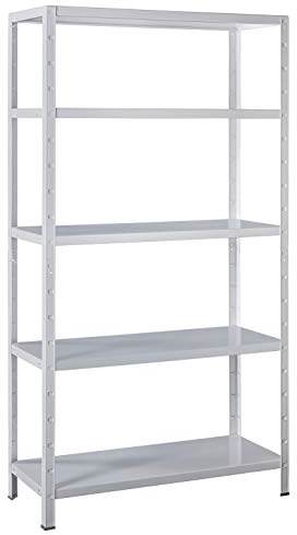 SCHULTE Regalwelt Steckregal mit 5 PowerMAX Fachböden, 85 kg Tragkraft, 200x120x35 cm (HxBxT), weiß, Lagerregal, Werkstattregal, Kellerregal, Garagenregal, Metallregal