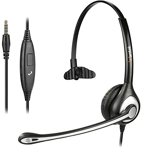 Auriculares para Teléfono Móvil con Micrófono Cancelación de Ruido & Control de Volumen, Auriculares de 3,5 mm para PC, Cascos Business para Skype Chat iPhone Samsung Smartphone Ordenador Laptop