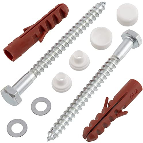 AERZETIX - C65138 - Kit de fijación para WC/bidé tornillo Ø6x70mm montaje en el suelo - taco Ø10x50mm - en nylon/metal - tirafondos cabeza hexagonal - fijación fontanería sanitario hormigón