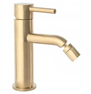 Rea Rubinetto da bidet Lungo Gold Brush Miscelatore monocomando in ottone per WC Bagno (Oro)