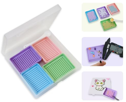 Kculswin 2.6mm Fuse Beads Picking Tray Kit, User-Friendly Efficient Sorting Tools, Iron Beads Accessories for DIY Arts and Crafts Enthusiasts (Pink,Green,Bule,Purple)