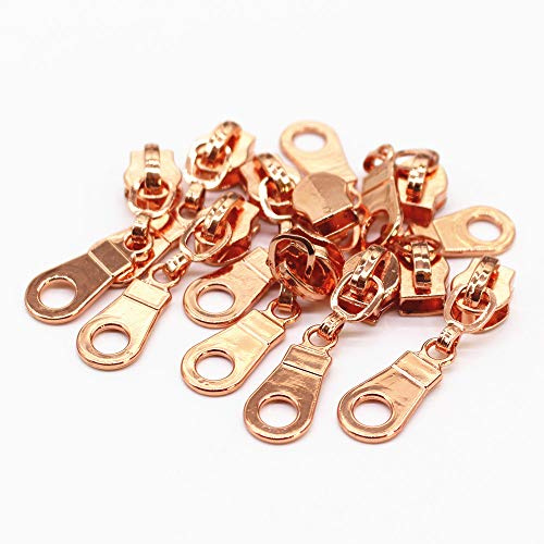 YaHoGa Pack of 50 Rose Gold Nonlock Zippers for Endless Zip, Sold by the Metre, 6 mm Spiral (Rose Gold)