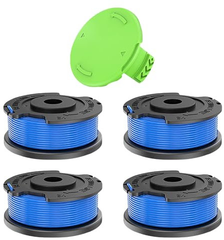 CHIHOLEN Bobine Filo Tagliabordi compatibile con 29252/29092, bobina di filo di ricambio per Greenworks 18V 24V 40V 60V 80V, G24LT, G24LTK2, G24LT30M, G24LT30MK2, Ø1,65mm 4,9m (4 bobine+1 tappo)
