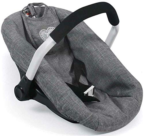 Maxi Cosy Jean Gris 45 x 31 x 41 cm (lxlxh) pour Poupee/Poupon Jusqu a 50 cm - Siege Auto Gris Poupon - Set Accessoire Poupee + 1 Carte