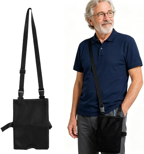 Borsa per catetere 27 × 20 cm in rete con tracolla, nera