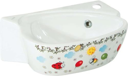 Sapho Kid - Lavabo per bambini 39x29 cm, con sfioratore, foro per rubinetto, stampa a colori CK035-FF