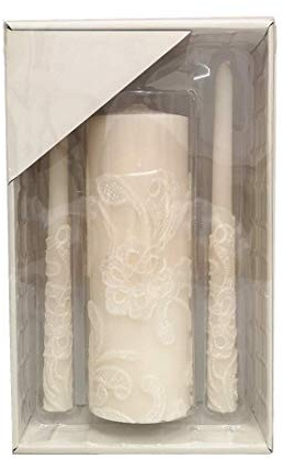 Hosley 11.50 Inch High Cream Wedding Unity Candle Set Includes 1 Pillar and 2 Taper Candles Great for Weddings as Well as Special Events and Emergency Lighting or for Reiki Spa Meditation