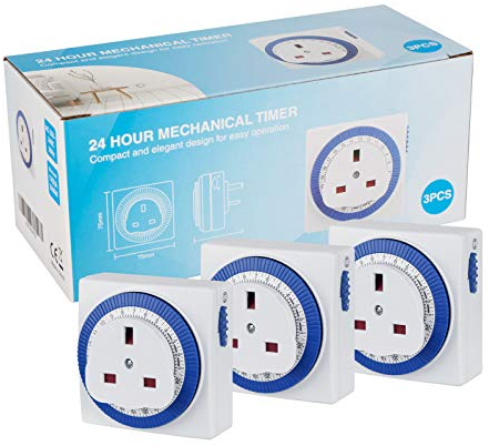 3 Pack 24 Hour Segment Timer Switch，Plug-in Timer Controller -240v 3 Pin Plug Energy Saver Plug Standard Size