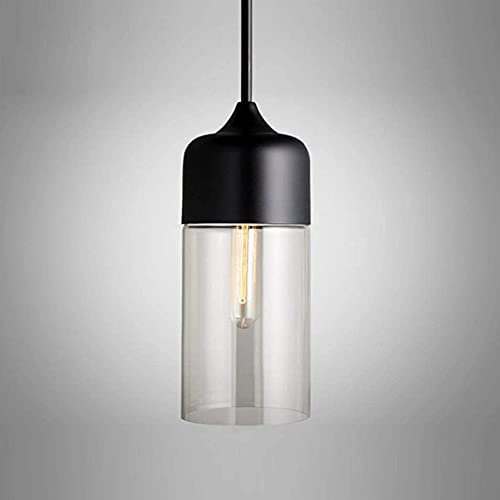 ChaoZan Suspensiones Luminaria Vidrio Metal E27 Retro Industrial Vintage Lámpara Lustre Colgante Lámpara de techo redonda negra Creativa Para cocina sala de estar comedor restaurante bar Dormitorio