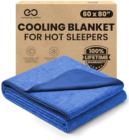 Everlasting Comfort Cooling Blanket for Hot Sleepers - Soft, Lightweight & Breathable Summer Blanket with Easy to Clean Material - Luxury Cooling Sheets for Night Sweats & Hot Flashes (152x203 cm)