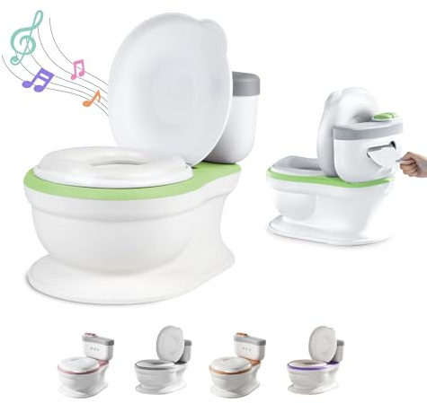 Vasino Per Bambini Wc Con Suono Per L'apprendimento Del Vasino - Wc Per Bambini E Neonati - Confortevole, Antiscivolo Con Suono Di Sciacquone E Musica - Con Vaso Rimovibile - Riduttore Wc Bambini