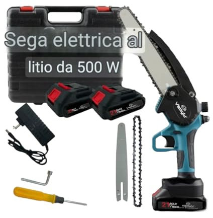 8 Pollici Mini Motosega a Batteria 2000mAh Brushless, Sega a Batteria per Potatura con Oliatore Automatico, 2 Batterie e Caricatore, Motosega Elettrica Per il Taglio del Legno