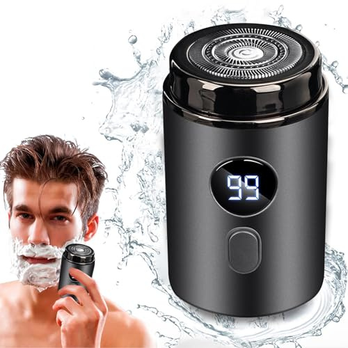 Rasoio elettrico portatile mini da uomo, ricaricabile tramite USB, impermeabile, facile da usare con un solo pulsante, uso umido e asciutto, adatto per la casa