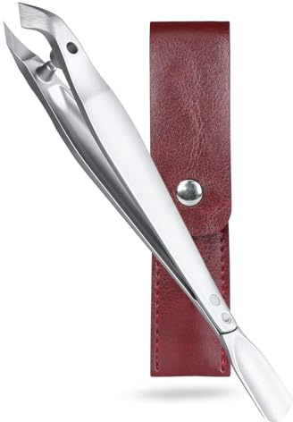 SG Nekoo Cuticle Trimmer and Pusher 2-in-1 mini Cuticle nippers,Surgical-Grade Stainless Steel, Compact Portable Nail Tool with Leather Case for Precise Hangnail/Cuticle Care (Home, Travel, Salon)