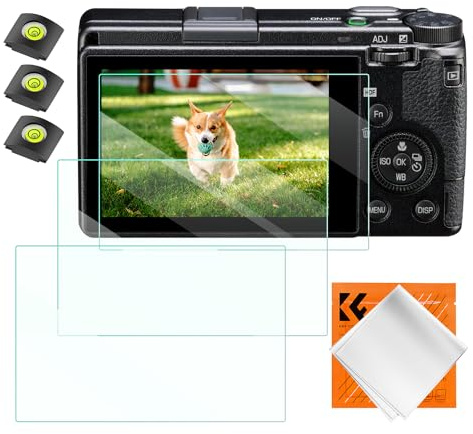 K&F Concept skärmskydd för Ricoh GR III GR IIIX kameratillbehör 3-pack, 0,3 mm 9H hårdhet härdat glas anti-fingeravtryck anti-skrapa bubbelfri, med varmt skoskydd och rengöringsduk