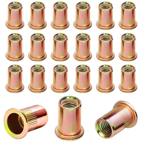 Insert Fileté Metal M8 Ecrou a Sertir 70 Pièces Aveugle Rivet Fileté Écrous à Tête Plate Plaqués Zinc Écrous à Rivets Aveugles Rivet Inserts Filetés pour Métal Plastique etc