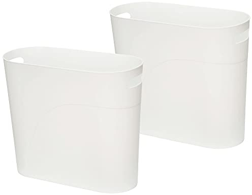 Caxmtu Papperskorg papperskorg soptunna badrum papperskorg höjd 27 cm 10 l smal papperskorg med handtag för hem kök badrum sovrum kontor, tillverkad av plast, 2 stycken (vit)