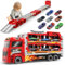 BAKAM Race Tracks Set for Kids Ages 3-5, Car Tracks for Toddlers 2-4 Years, Car Carrier Trucks Car Garage Toys for 3+ Year Old, Toys for Ages 2-4, 3 Year Old Boy Birthday Gift (Red)