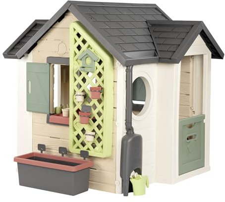 Smoby Life - Garden House - Maison thème Jardinage - Jardinière, Treillis, Mangeoire à Oiseaux, Récupérateur d'eau - Matière Recyclée - A Partir de 2 Ans - Fabrication Française