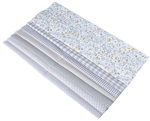 DIYEAH Tela De Algodón Para Manualidades y Patchwork, Sábana Cuadrada Floral Gris, 7 Hojas 50x50 Cm, Material De Costura Suave, Adecuado Para Artesanos y Proyectos Diy