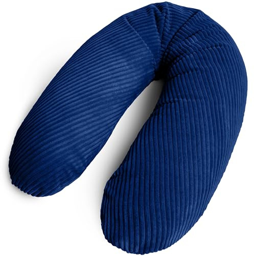 Amilian Coussin d'allaitement, taille XXL, 170 cm, pour grossesse et allaitement, avec rembourrage et housse amovible, bleu nuit